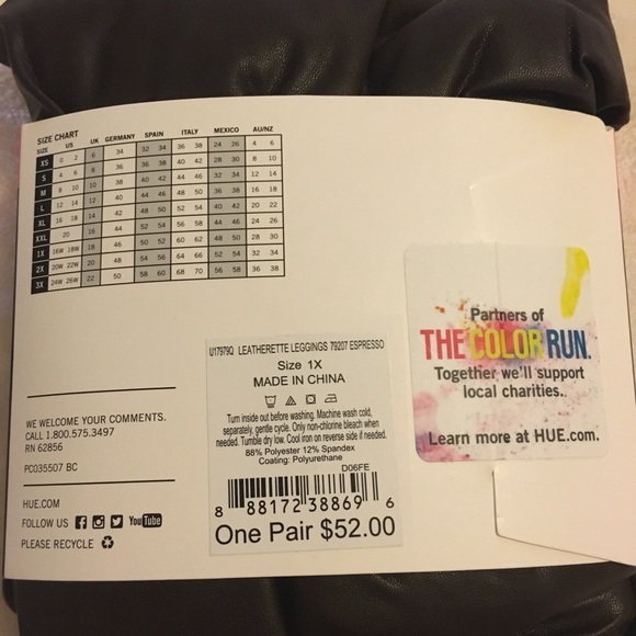 HUE PLUS Leatherette Legging brown 1X 16W 18W NWT - Picture 8 of 10